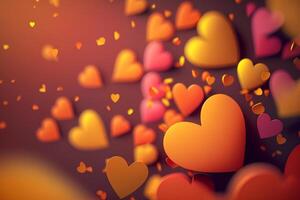 abstrakt orange hjärtan bakgrund symbol kärlek generativ ai foto