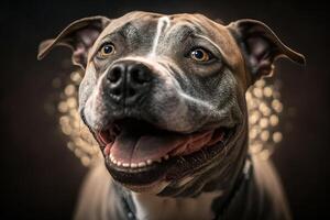 Lycklig skön hund sällskapsdjur ras amerikan Staffordshire terrier illustration generativ ai foto
