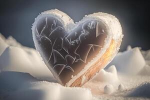 frysta is hjärta vinter- symbol kärlek generativ ai foto