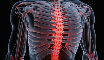 röntgen anatomisk mänsklig ryggrad tillbaka smärta generativ ai foto