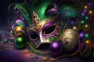 mardi gras mask kostym traditionell karneval design bakgrund ansikte, generativ ai foto