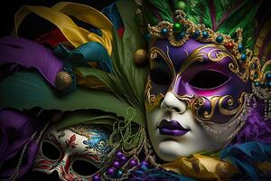 mardi gras mask kostym traditionell karneval design bakgrund ansikte, generativ ai foto