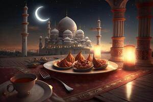 ramadan firande Semester illustration, generativ ai foto