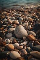 sten stenar på de strand - mjuk fokus med årgång filtrera foto