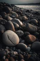 sten stenar på de strand - mjuk fokus med årgång filtrera foto