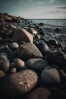 sten stenar på de strand - mjuk fokus med årgång filtrera foto