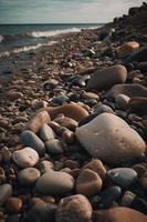 sten stenar på de strand - mjuk fokus med årgång filtrera foto