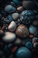 sten stenar på de strand - mjuk fokus med årgång filtrera foto