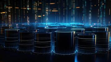 trogen teknologi för bearbetning information analys och sortering stor data, två stor databaser, delning och strukturering information i digital Plats, generativ ai. foto