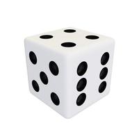 vit plast tärningar. vit realistisk spel kub. foto