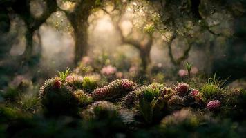 paradis blomning trädgård. ai framställa foto