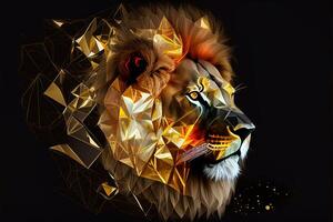 kristall brand lejon. ai genererad foto