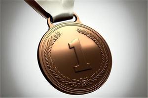 gyllene medalj illustration med vit bakgrund. ai foto