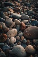 sten stenar på de strand - mjuk fokus med årgång filtrera foto