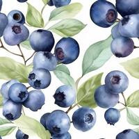 blåbär sömlös mönster, skapas med generativ ai foto