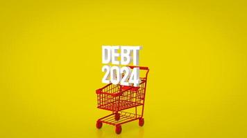 de skuld 2024 i super marknadsföra vagn för företag begrepp 3d tolkning foto