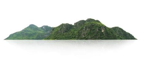 rock berg kulle med grön skog isolera på vit bakgrund foto