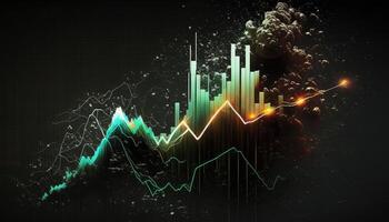 generativ ai, stock marknadsföra Diagram rader, finansiell Graf på teknologi abstrakt bakgrund representera finansiell kris, finansiell härdsmälta. teknologi begrepp, handel marknadsföra begrepp. foto