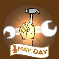 Lycklig arbetskraft dag. affisch eller baner. 1 Maj internationell arbetskraft dag foto