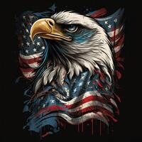 Örn och USA flagga nationell affisch. amerikan skallig Örn - en symbol av Amerika med flagga. skallig Örn på amerikan flagga bakgrund skapas. generativ ai foto