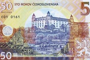 bratislava stad se från tjeckoslovakiska pengar foto