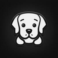enkel brun hund logotyp på svart bakgrund generativ ai foto