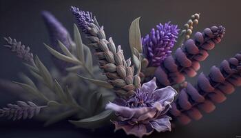 skön lila lavendel- växt bild generativ ai foto