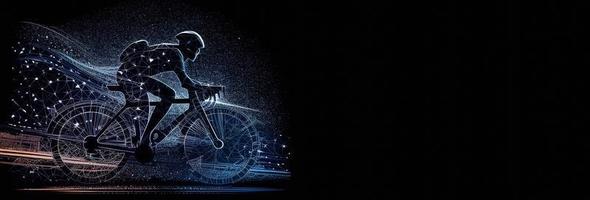 professionell cyklist involverad i en cykel lopp. konstverk i de stil av måla stroke ai foto