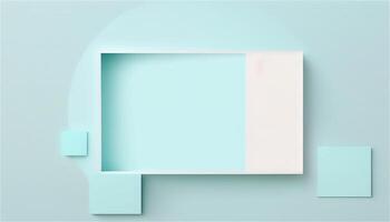 pastell blå tömma papper textur bakgrund mall, baner för reklam. rektangulär geometrisk former. kopia Plats. Plats för text. ai genererad. foto