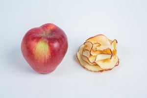 torkades frukt isolerat på vit bakgrund. friska äter begrepp. topp se. friska vegetarian mat begrepp. torkades frukt pommes frites. foto