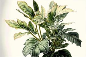 grön växt målning på vit bakgrund. ai digital illustration foto