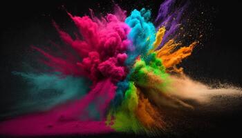 pulver holi smärta färger explosion med annorlunda färger bild generativ ai foto