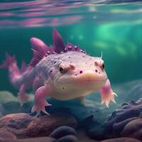 mexikansk axolotl generativ ai foto