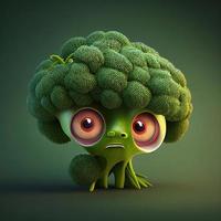 liten söt broccoli med stor ögon i grön bakgrund foto
