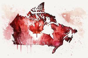 skön ljus röd kanada Karta vattenfärg foto