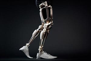 beskurna illustration av en man gående med en protes- ben. ai foto