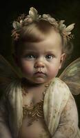 en bebis i fe- klänning generativ ai foto
