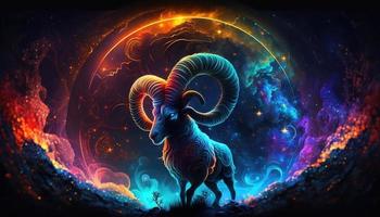 aries zodiaken tecken magisk neon energi lysande generativ konst foto