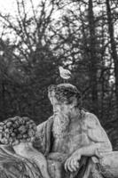 monument med en tärna på de huvud av en staty i en historisk parkera i Warszawa på en vinter- dag foto