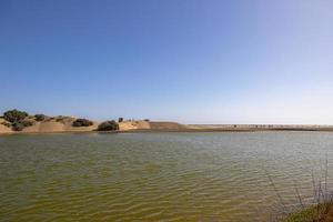 landskap på de spanska kanariefågel ö av gran canaria med de la charca de maspalomas lagun foto