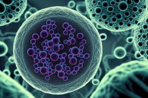 illustration virus tittade under en mikroskop foto