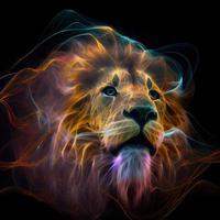 affisch elektrisk lejon huvud. ai framställa foto