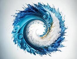 radiell spiral vatten stänk bakgrund skapas med generativ ai teknologi foto