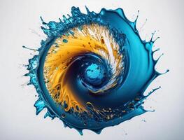 radiell spiral vatten stänk bakgrund skapas med generativ ai teknologi foto