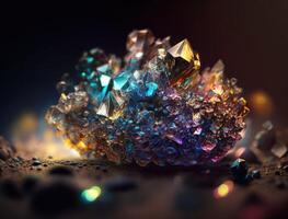 ett ändlös fraktaler tillverkad av genomskinlig flerfärgad kristaller naturlig ädelsten generativ ai teknologi foto
