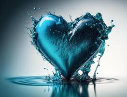 hjärta tillverkad förbi blå transparent vatten bakgrund skapas med generativ ai teknologi foto
