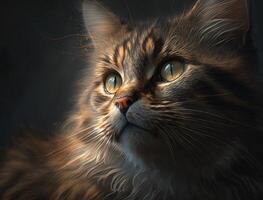 närbild porträtt av en söt katt generativ ai teknologi foto