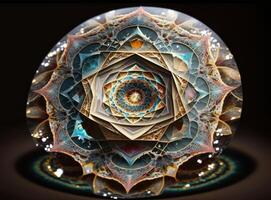 fraktal mandala helig geometri bakgrund skapas med generativ ai teknologi foto