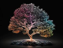 färgrik kristall träd hybrid skapas med generativ ai teknologi foto