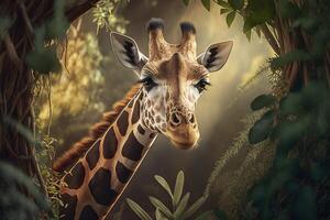 giraff närbild. generativ ai. foto